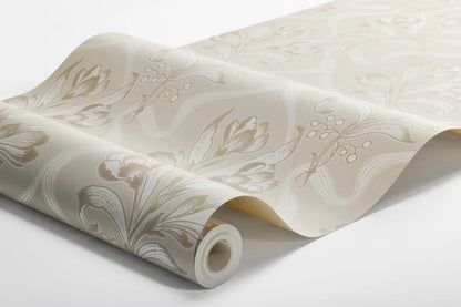 Printed in warm grey-beige tones accentuated with a subtle shimmer, our Jugendbukett wallpaper embodies the soft elegance of the Jugend era.