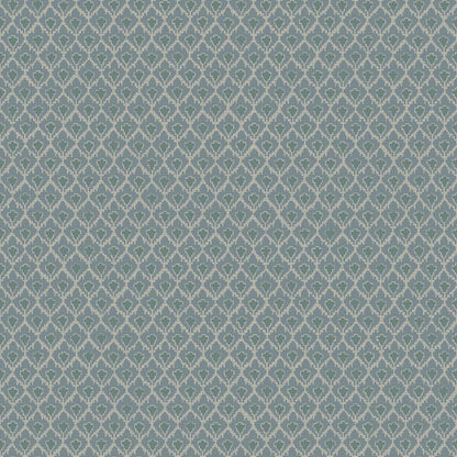  Muted blue tones pair with dark green accents in our Svea wallpaper for a nostalgic palette that is full of depth. 