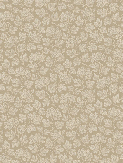  Inspired by the timeless beauty of hawthorns in bloom, our Hagtorn wallpaper in golden beige tones envelops the room in soft foliage and early spring calm. 