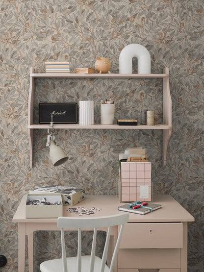 Envelop your walls in the soft grey tones of our Fairies wallpaper, where delicate grey-beige leaves form a dense, hand-painted watercolor forest canopy. 