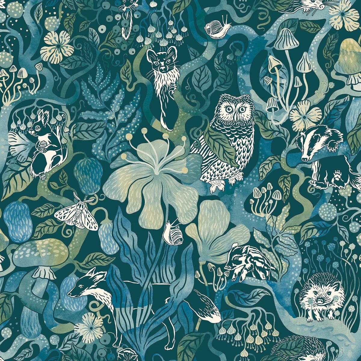A mystical woodland scene unfolds in our Magic Woods wallpaper. 