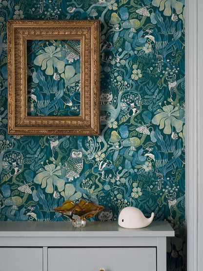 A mystical woodland scene unfolds in our Magic Woods wallpaper. 