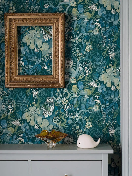 A mystical woodland scene unfolds in our Magic Woods wallpaper. 