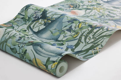 Dive into a vibrant underwater world set against an aqua-green background with our Underwater Magic wallpaper. 