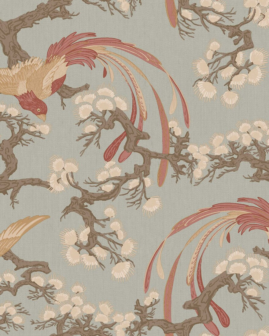 This version of our Fenix wallpaper comes in a fresh light green palette with terracotta, white and brown detailing.