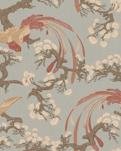 This version of our Fenix wallpaper comes in a fresh light green palette with terracotta, white and brown detailing.