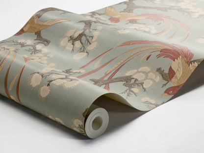 This version of our Fenix wallpaper comes in a fresh light green palette with terracotta, white and brown detailing.