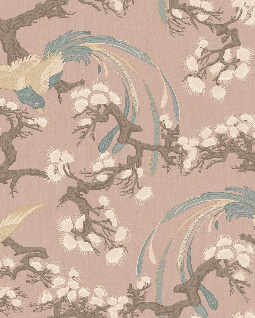 Colored in a soft pink background, our Fenix wallpaper captures a romantic and uplifting expression. 