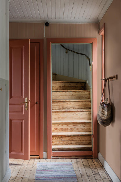 Colored in muted pink and red tones, our Sam wallpaper brings playful energy and warmth to the walls