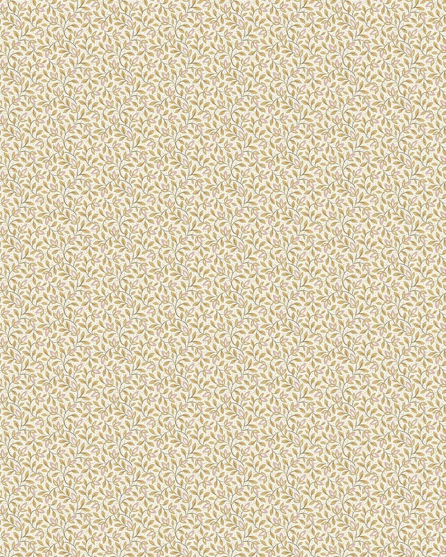 Colored in soft yellow tones, our Ida wallpaper features delicate, intertwining vines scattered with tiny leaves and subtle florals.