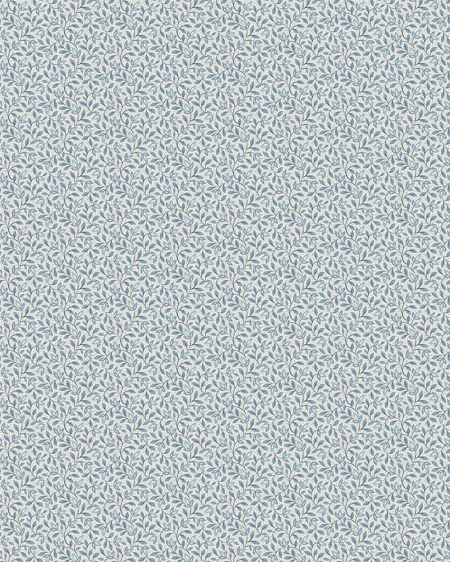 Colored in airy light blue tones, our Ida wallpaper features fine leafy vines that weave naturally across the wall. 
