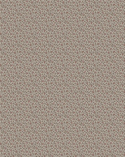 Colored in warm, soft brown tones, our Ida wallpaper features intertwining stems adorned with lush leaves and petite petals that wind naturally across the surface.
