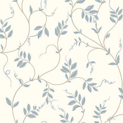 Delicate foliage with decorative tendrils winds across the Klockranka wallpaper. The cobaea plant has a long history in Sweden and was already sold in Swedish seed catalogues at the beginning of the 19th century.