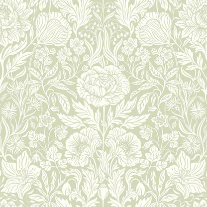  The large-floral Hildasholm is a newly drawn wallpaper, inspired by the Arts and Crafts gardens surrounding the Hildasholm manor house in Leksand. 