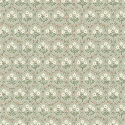  The Small-scale wallpaper Cecilia's cute, geometric floral pattern is created with inspiration from a furniture fabric from the first half of the 20th century. 