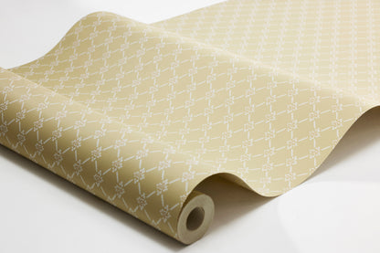  The light yellow Small-scale wallpaper Herman creates a warm, bright, and welcoming atmosphere in the room with its decorative small floral checks. 