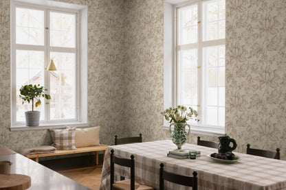 The light, large-floral Archive Flowers wallpaper is based on a hand-painted original from our historical archive. We have enlarged the motif to create a Contemporary, elegant wallpaper that truly makes a statement in the room.
