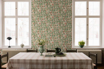 On the Peach Tree wallpaper, fully ripe fruits grow side by side with beautifully fragrant peach blossoms. 