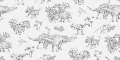 This amazing wallpaper features artfully sketched pencil drawings of dinosaurs from the Jurassic era.