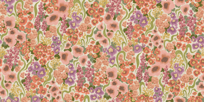 Colorful Flower is a modern floral wallpaper adorned with stylized flowers and leaves, much like a dense, thriving flowerbed at the peak of summer bloom. 