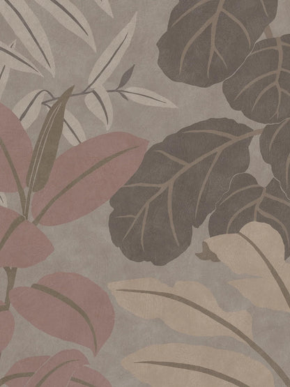 Grand Leaves wraps your space in greenery from floor to ceiling. This bold, graphic mural is composed of exotic plants layered upon each other.