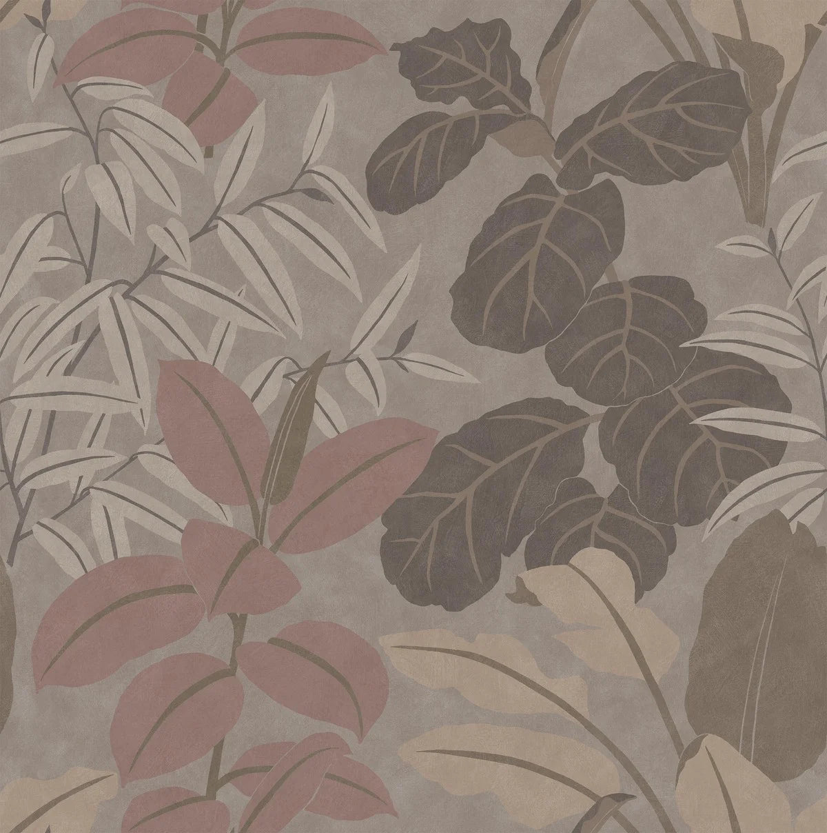 Grand Leaves wraps your space in greenery from floor to ceiling. This bold, graphic mural is composed of exotic plants layered upon each other.