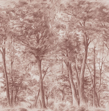 Sketch of Trees wallpaper mural captures a forest scene paused in perfect stillness – and yet it breathes movement, like a whisper of wind caught in time. 