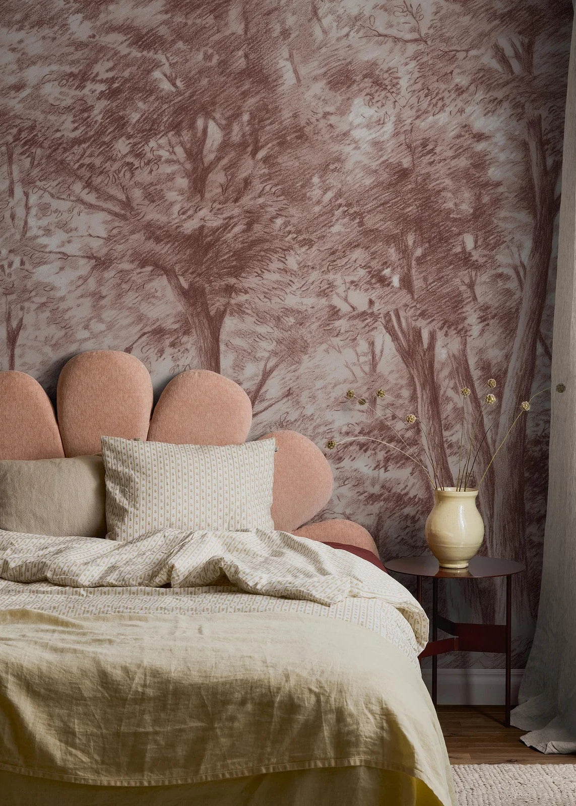 Sketch of Trees wallpaper mural captures a forest scene paused in perfect stillness – and yet it breathes movement, like a whisper of wind caught in time. 