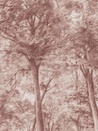 Sketch of Trees wallpaper mural captures a forest scene paused in perfect stillness – and yet it breathes movement, like a whisper of wind caught in time. 