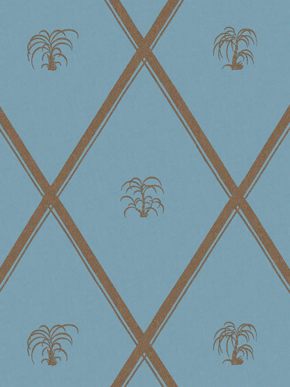 This Medin&nbsp;a wallpaper, designed by Dagobert Peche in around 1914, is presented here in a new blue and brown colorway.