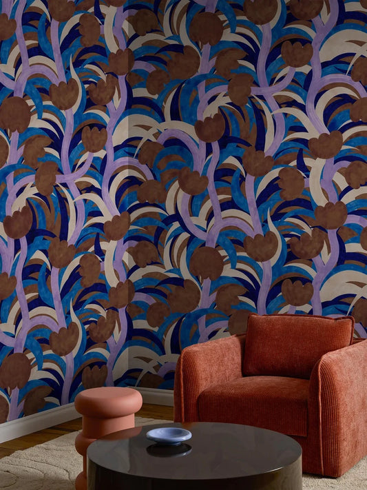 Cecilia Pettersson’s Growing Bell mural wallpaper offers lush greenery in a graphic, stylised design. 