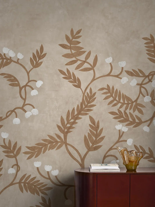 Whispering Bell is a light and airy yet strong mural wallpaper, designed by Cecilia Pettersson.