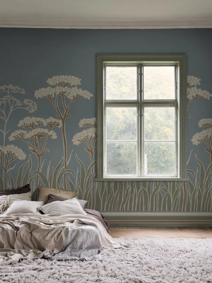 Achillée Art Nouveau wallpaper digitally printed, custom fit to your wall.