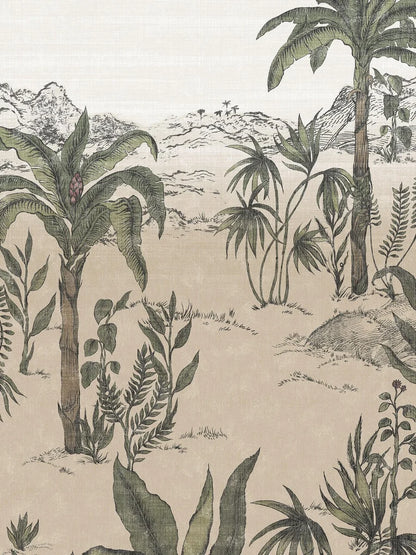  The desert landscape of Palmier Sauvage is hand-painted and then digitally printed, custom fit to your wall. 