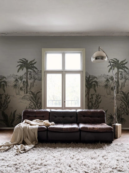 The desert landscape of Palmier Sauvage is hand-painted and then digitally printed, custom fit to your wall. 