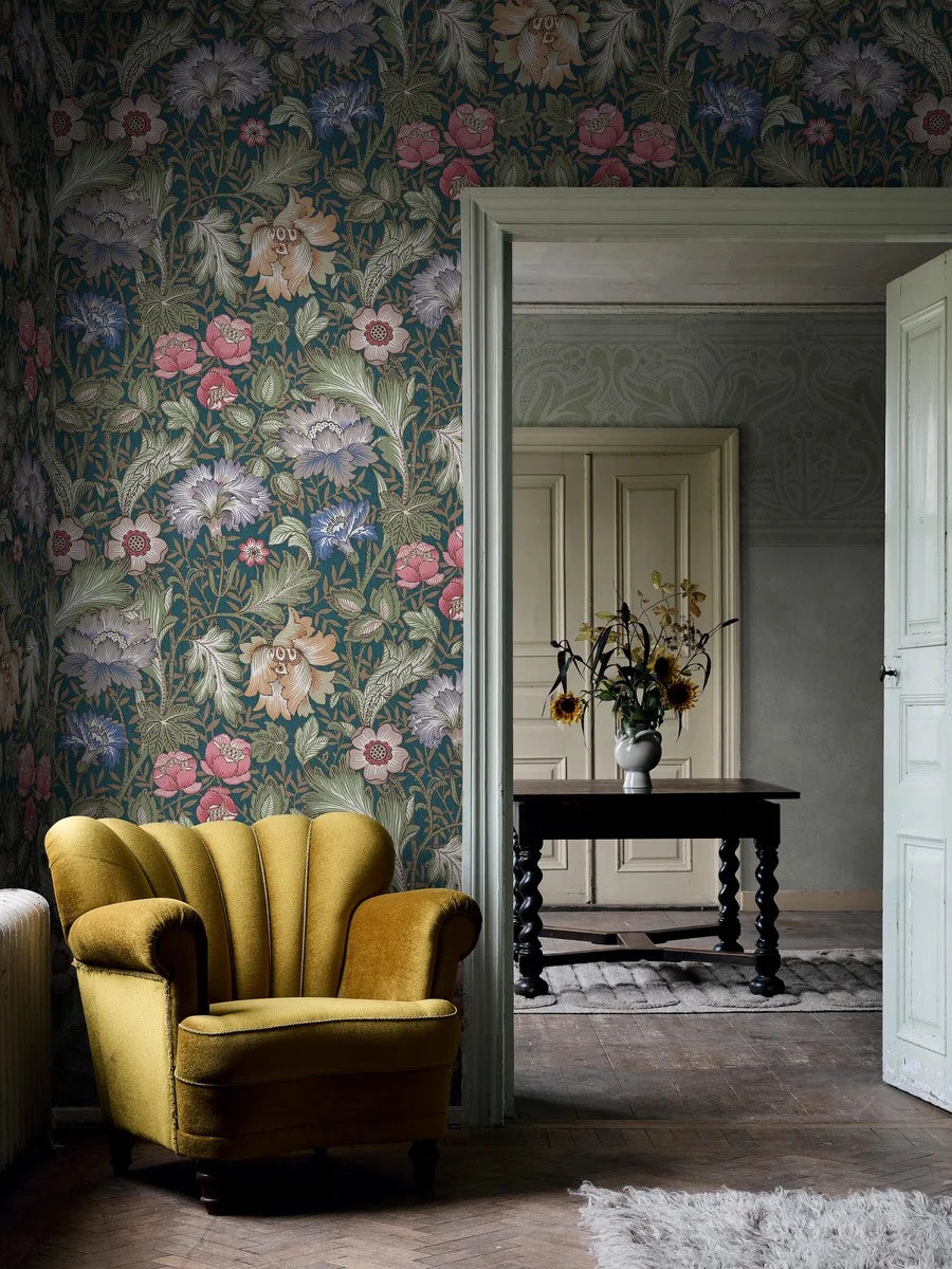 Wallpaper digitally printed on demand, fully custom fit to your wall.