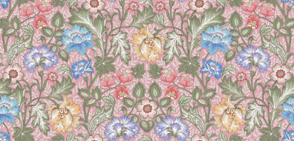 The floral Arts and Crafts wallpaper dress the entire room in abundant floral splendor.