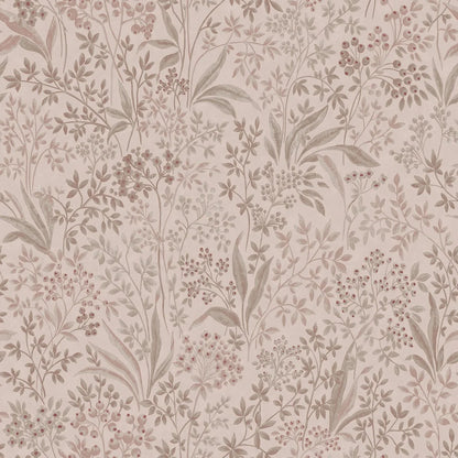Nocturne Grand is a mural wallpaper featuring winding leaves, small flowers, and seed pods – a large-scale pattern softened by the chalk-like surface of the background. 