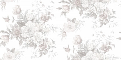 Experience the romantic, large-flowered Floral Charm wallpaper as a mural. 