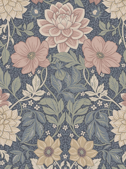 Dahlia Garden Grand is a truly large-scale floral wallpaper that sets the tone for any room! A hand-painted, Arts &Crafts-inspired pattern 