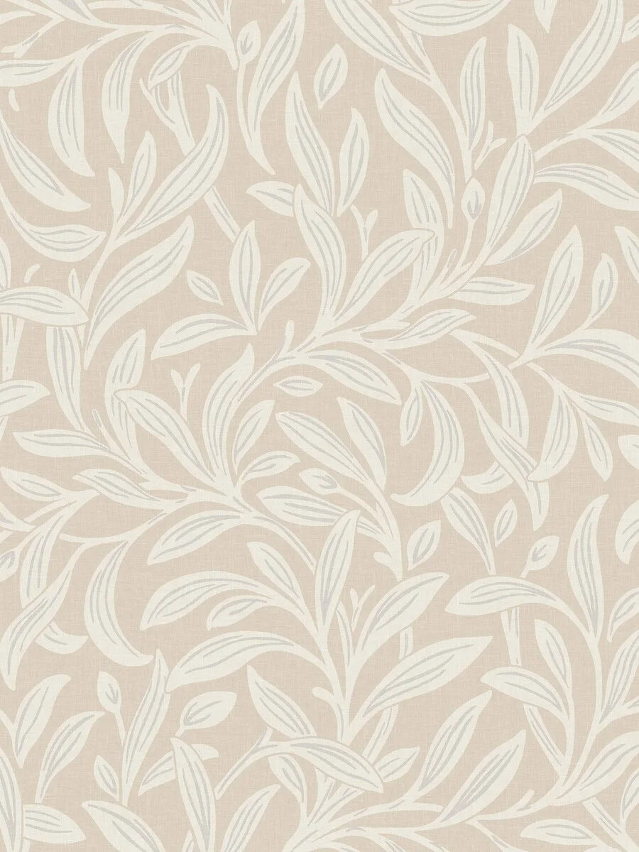 The light Vintergröna Grand features a large-scale, winding foliage pattern with clear Arts &amp; Crafts influences. The wallpaper is an enlarged reprint of Vintergröna and is custom fit to your wall.