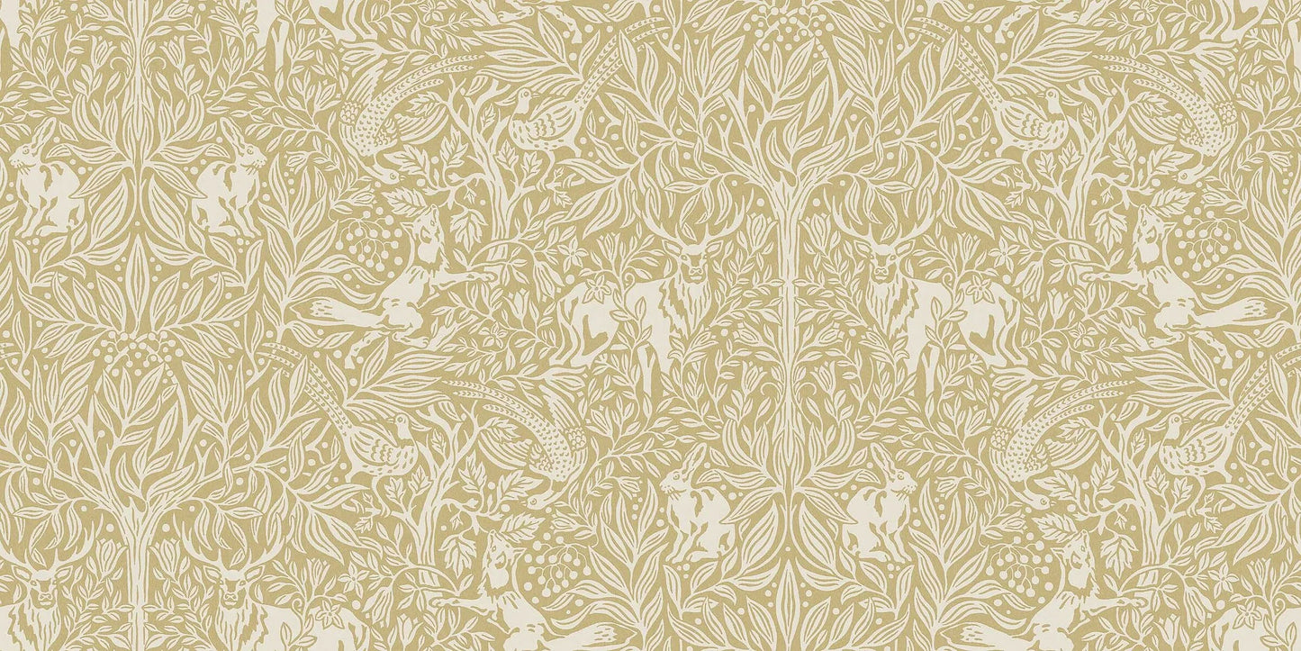 The pattern is inspired by medieval tapestries and also carries Arts &amp; Crafts influences. In this enlarged scale, it becomes a powerful wall painting!