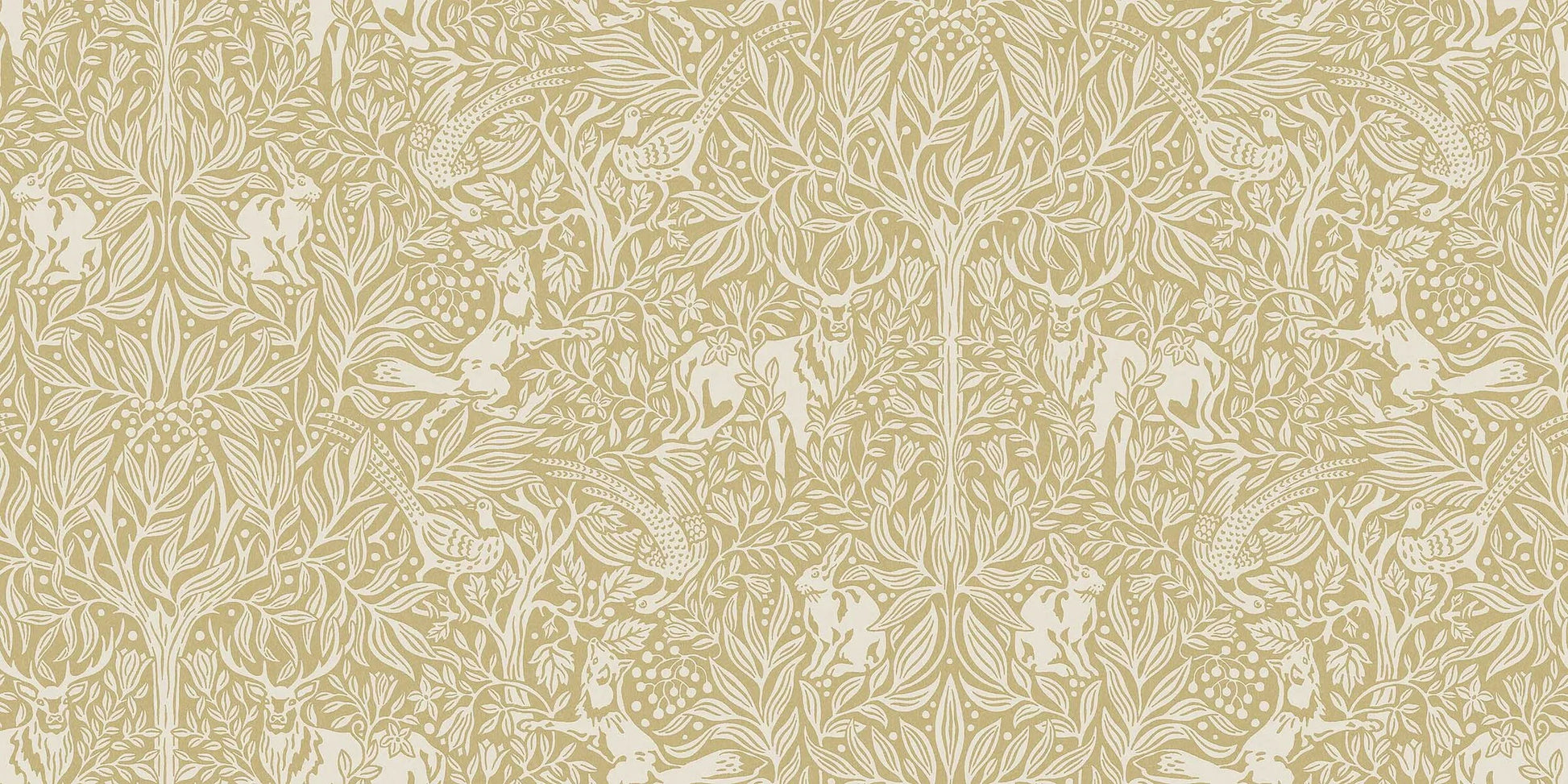 The pattern is inspired by medieval tapestries and also carries Arts &amp; Crafts influences. In this enlarged scale, it becomes a powerful wall painting!