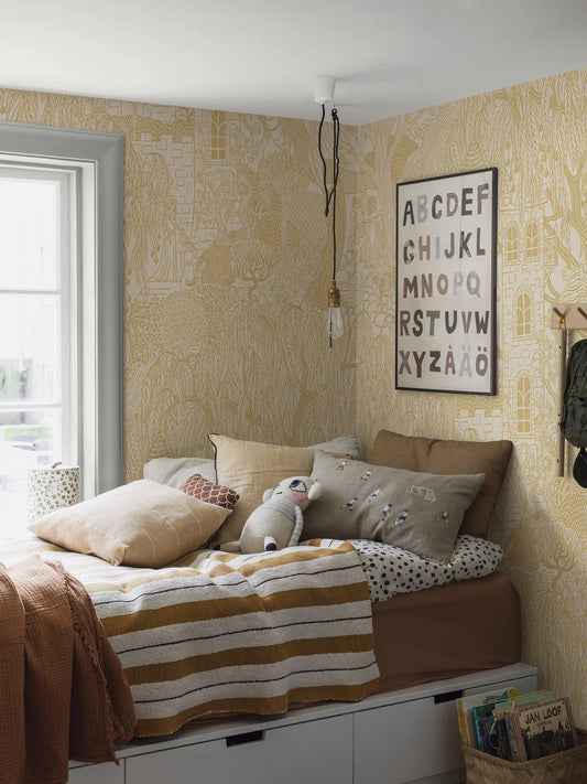  Kingdom of the Willow Grand is an enlarged digital print of one of our most beloved children’s wallpapers. 