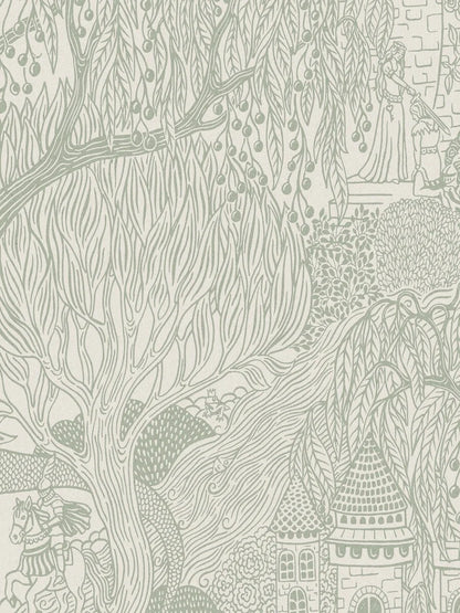  Kingdom of the Willow Grand is filled with an enchanted forest of princesses, dragons, secret treasure chests, and magical castles – an enlarged digital print of the whimsical Kingdom of the Willow wallpaper. 