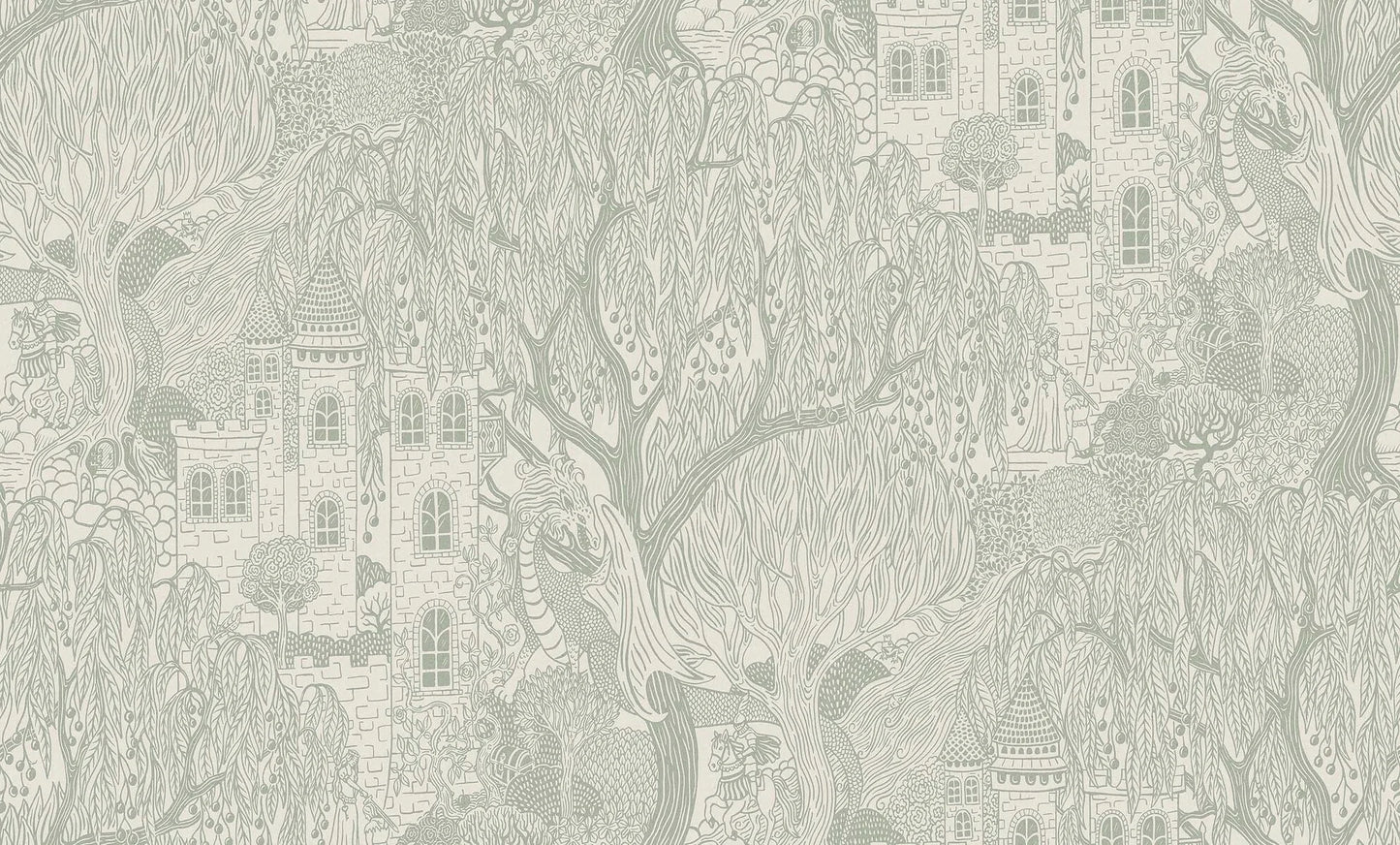  Kingdom of the Willow Grand is filled with an enchanted forest of princesses, dragons, secret treasure chests, and magical castles – an enlarged digital print of the whimsical Kingdom of the Willow wallpaper. 