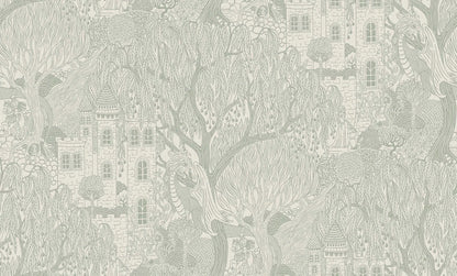  Kingdom of the Willow Grand is filled with an enchanted forest of princesses, dragons, secret treasure chests, and magical castles – an enlarged digital print of the whimsical Kingdom of the Willow wallpaper. 