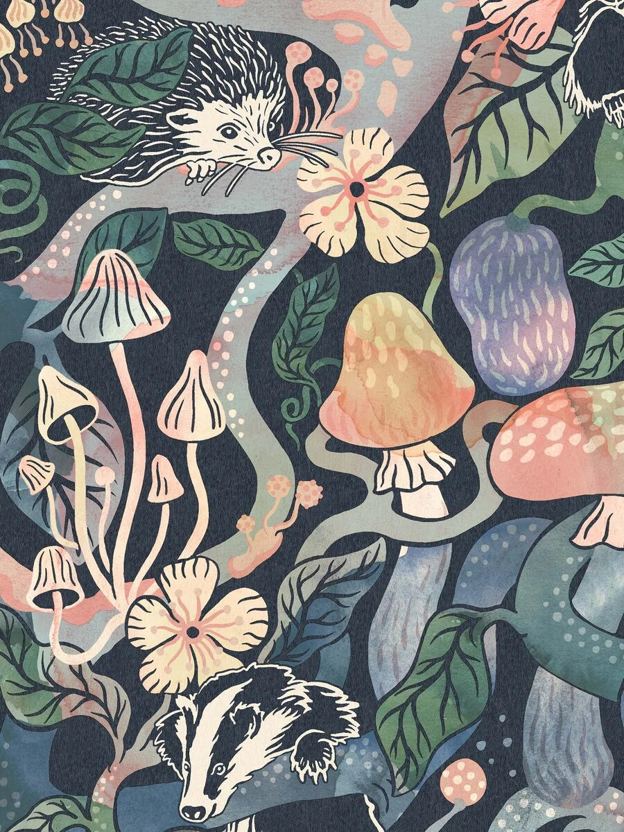 The wallpaper is an enlarged digital reprint of the children’s wallpaper of the same name and is custom fit to your wall.