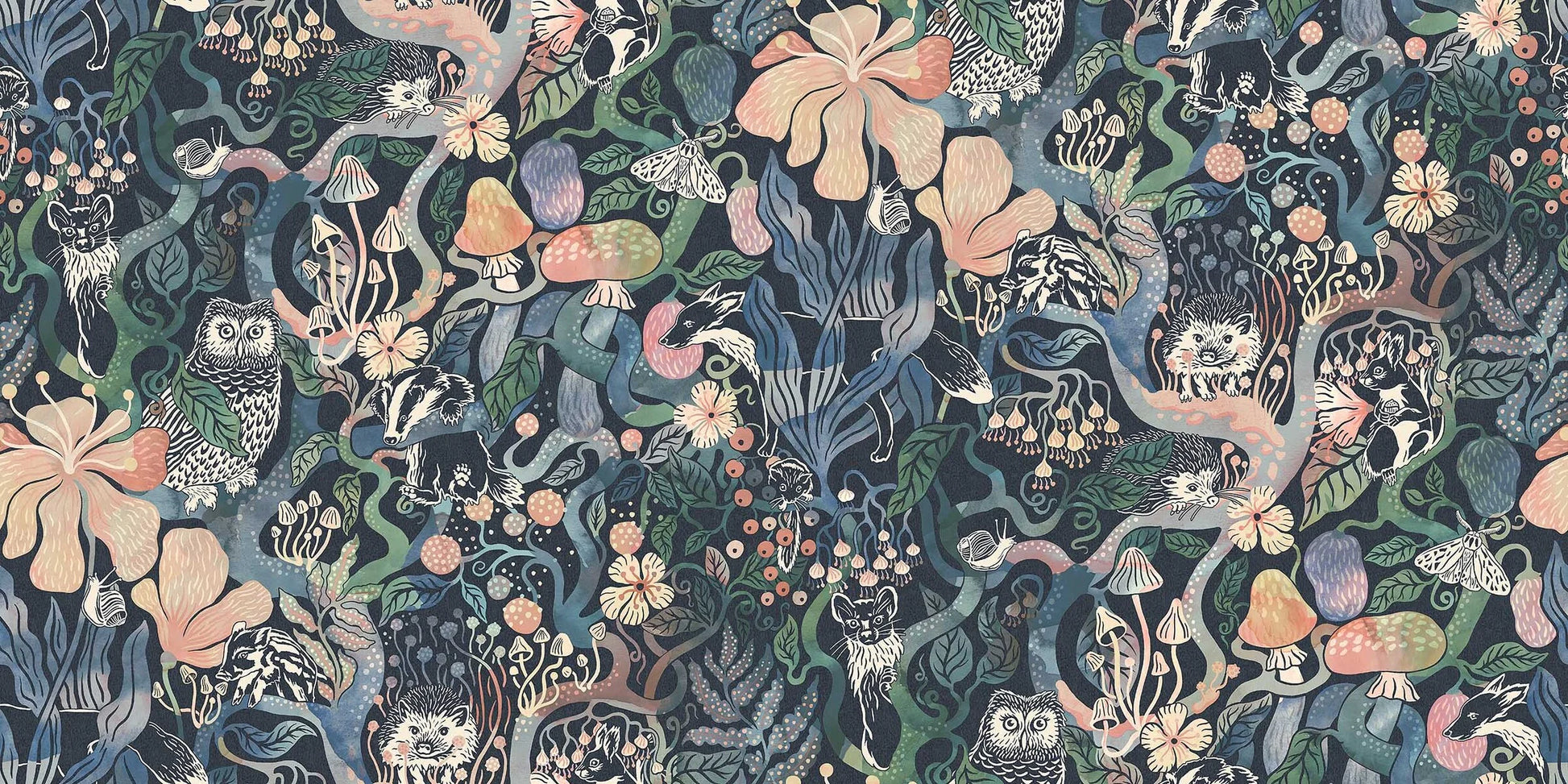 The wallpaper is an enlarged digital reprint of the children’s wallpaper of the same name and is custom fit to your wall.