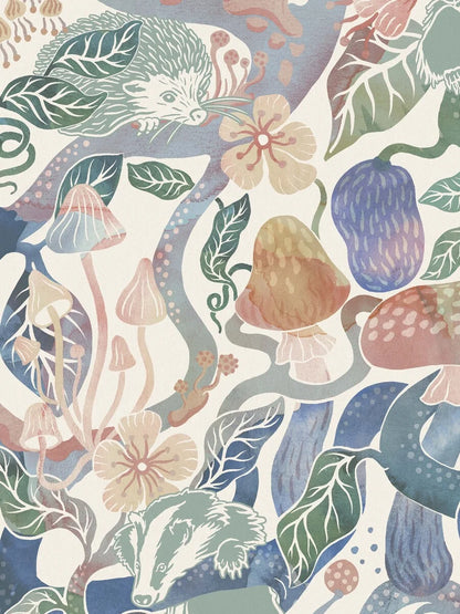 Magic Woods Grand is an enlarged digital reprint of the children’s wallpaper of the same name.